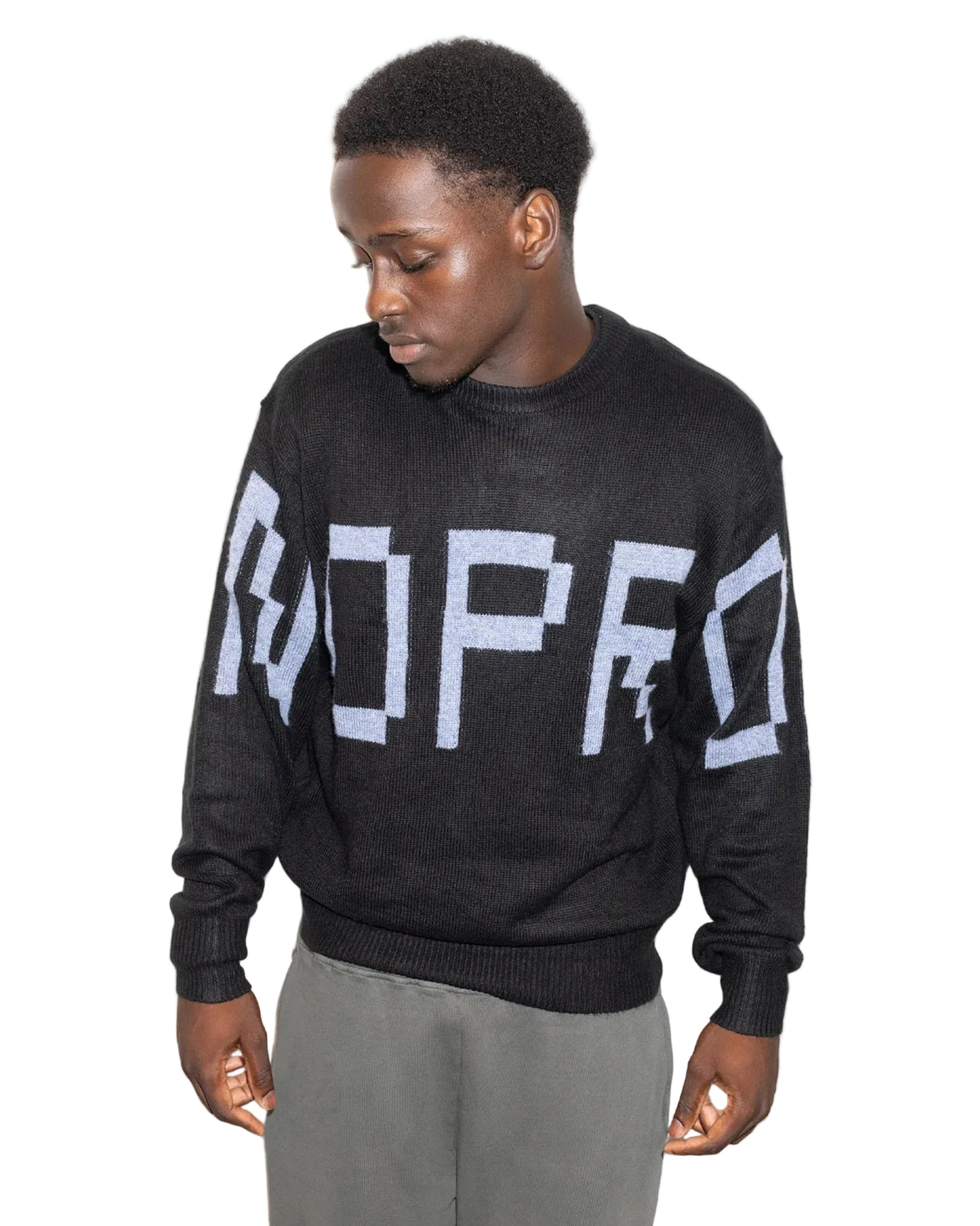 Gradient Knit Jumper / no problemo / black