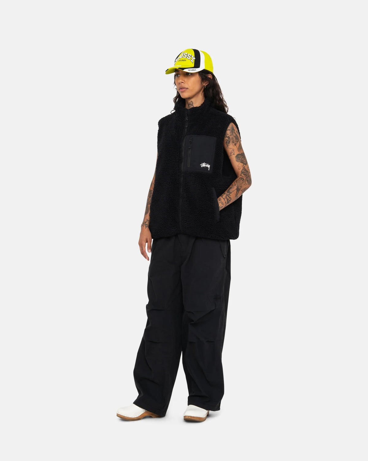SHERPA REVERSIBLE VEST /STUSSY/ BLACK
