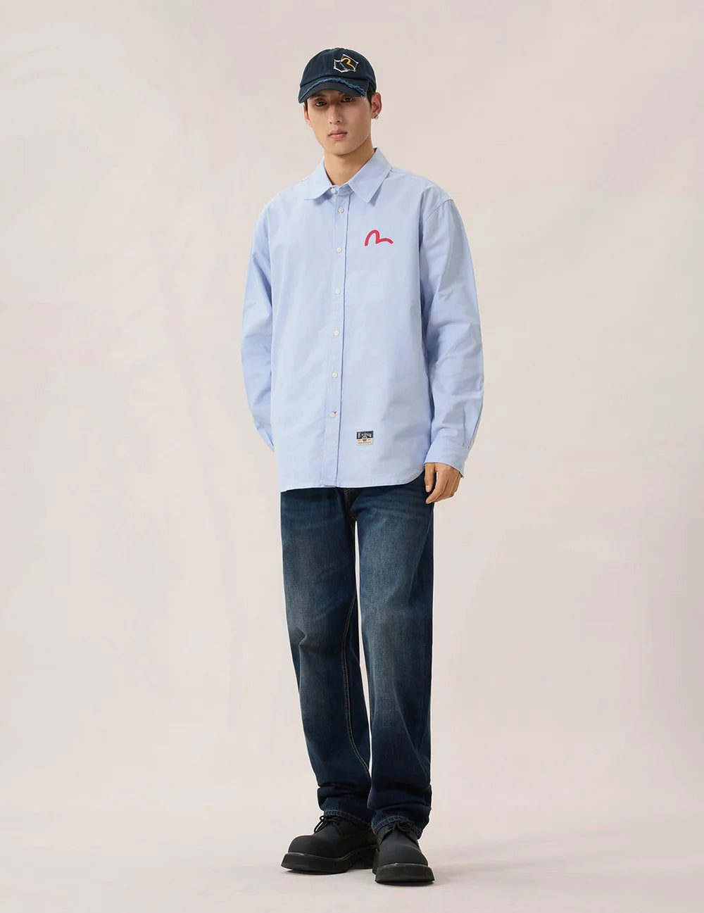 Seagull Print Oxford Shirt / EVISU / BLUE