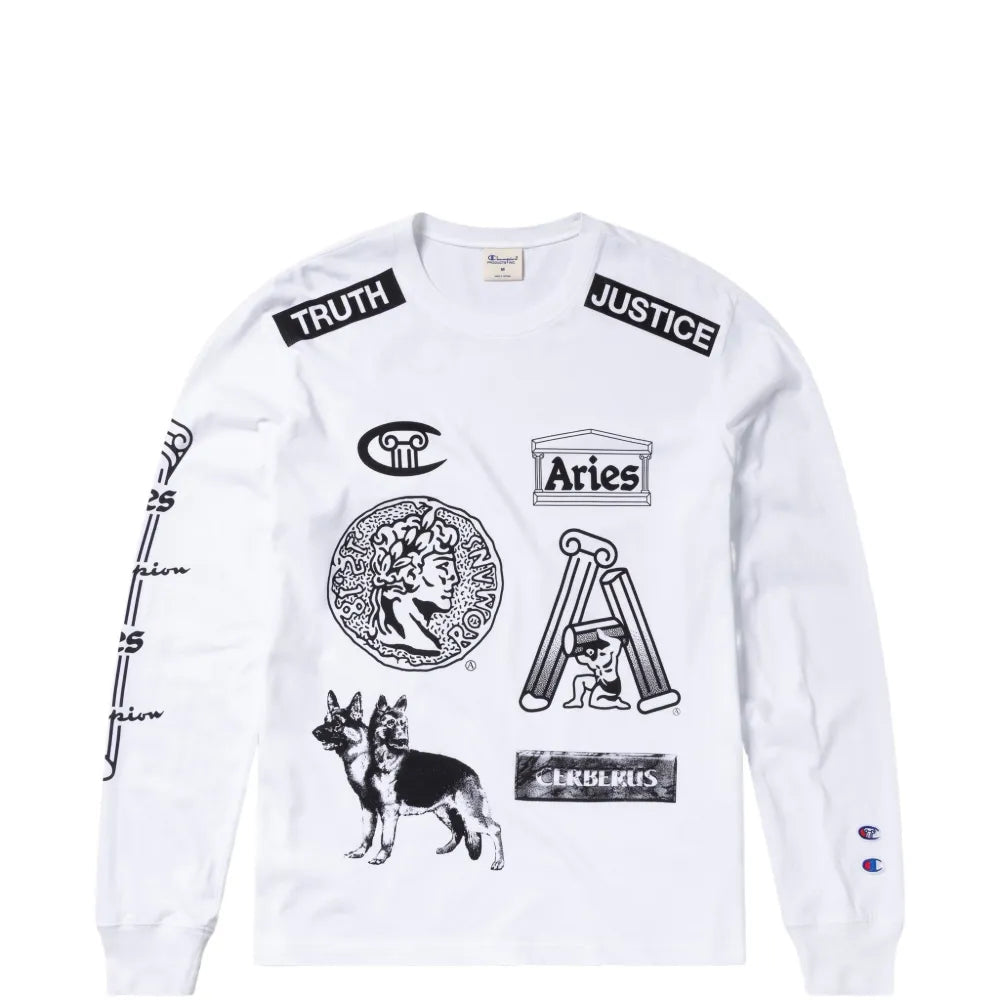 Aries x Champion Sponsor LS Tee / white