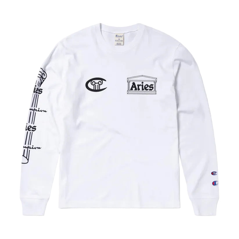 Aries x Champion Stars LS Tee / white