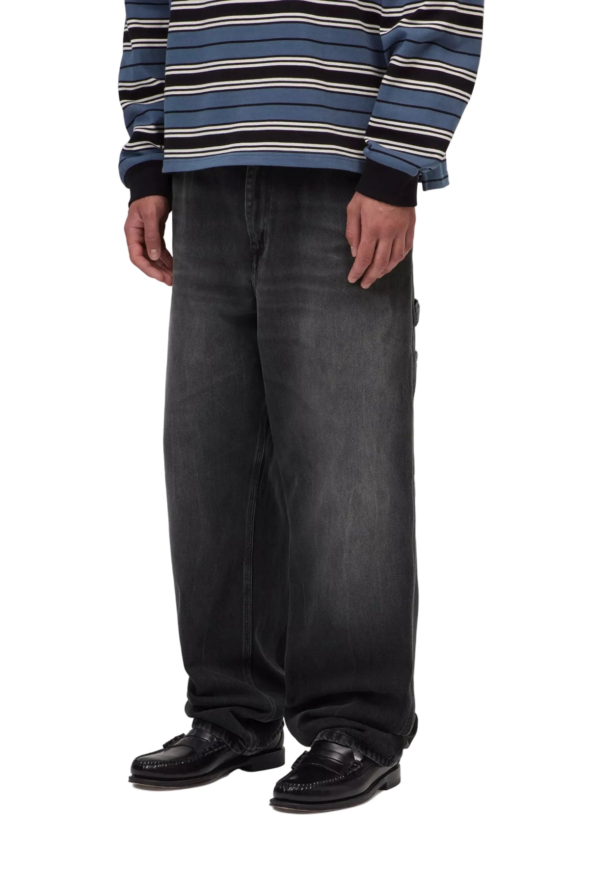 Single Knee Pant / carhartt wip / Black, Marble used wash