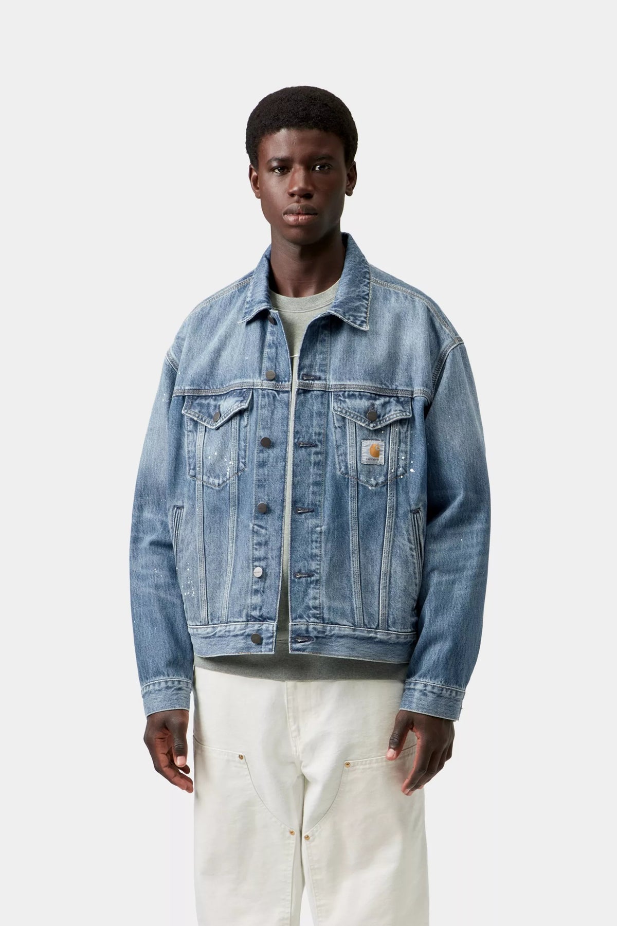 Helston Jacket / carhartt wip / Blue, Destroy wash, splatter