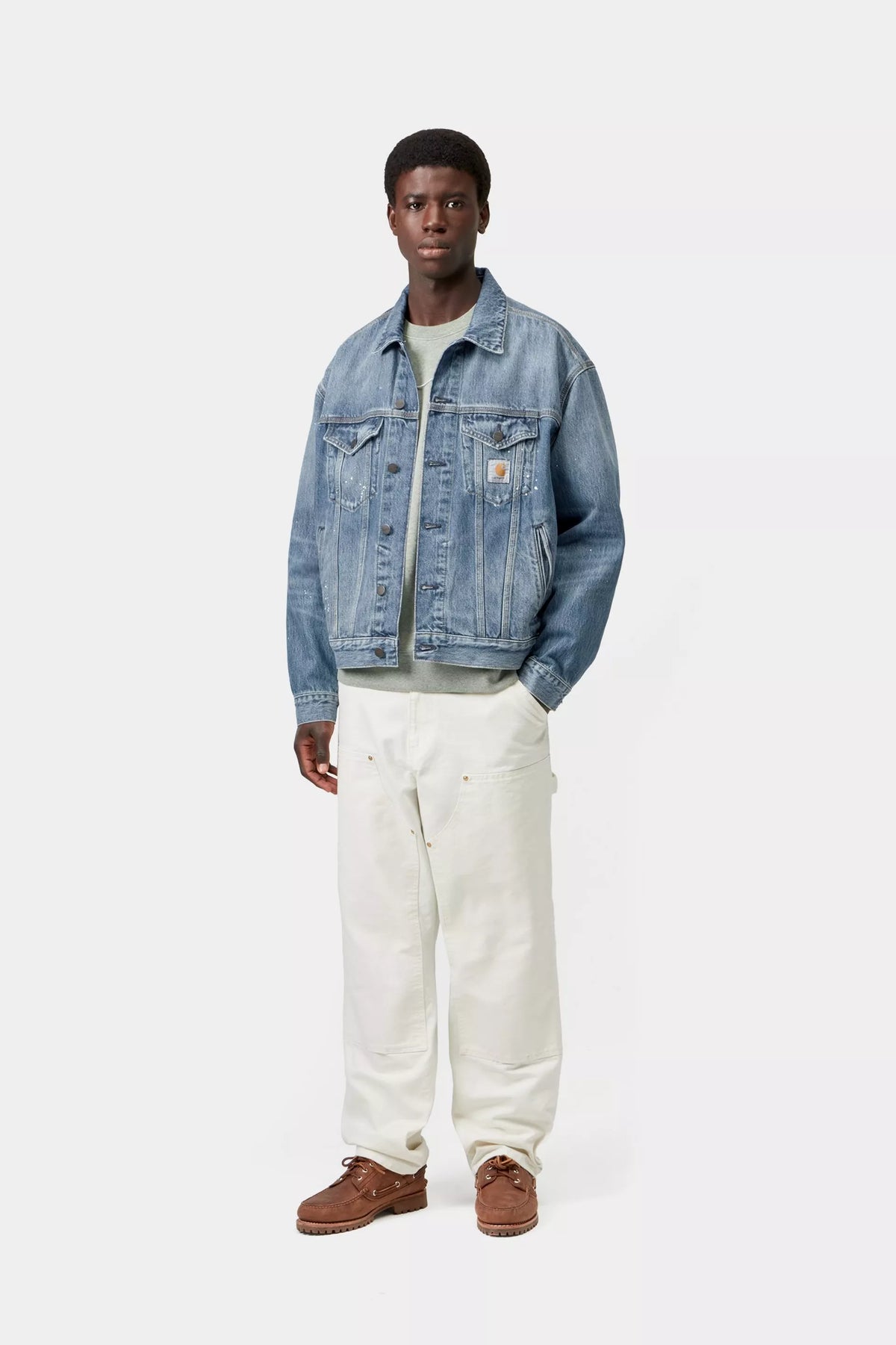 Helston Jacket / carhartt wip / Blue, Destroy wash, splatter