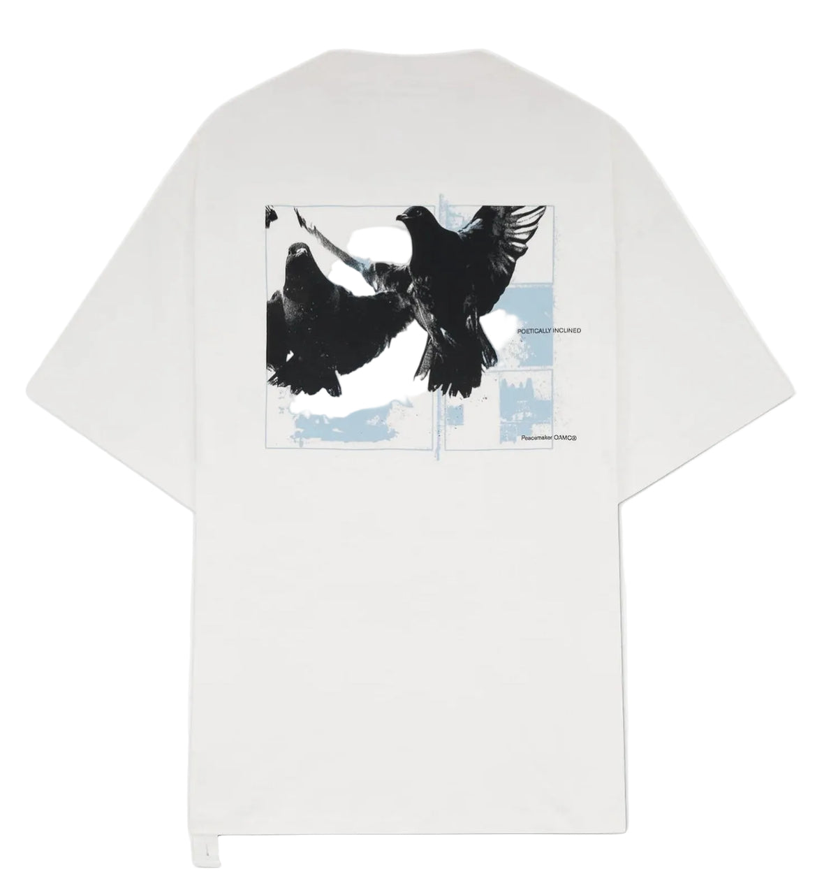 Birds Print Regular Fit T-Shirt White / peacemaker oamc