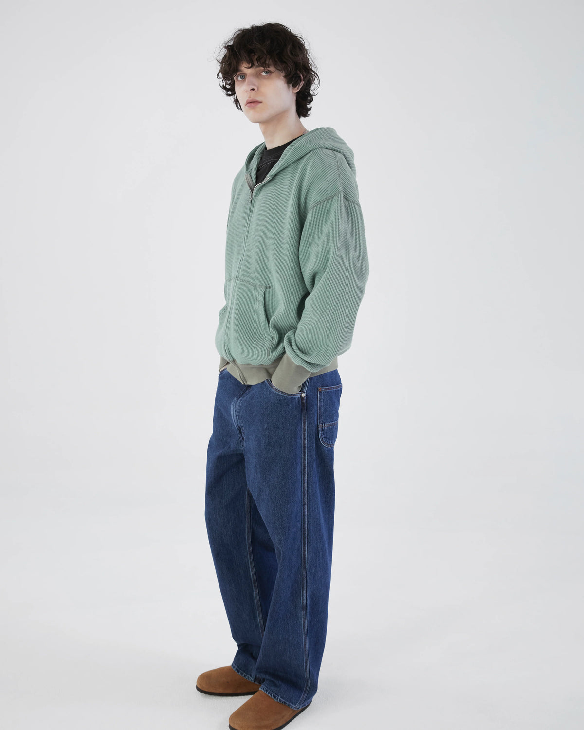 Khakis Waffle Full Zip Hoodie Dusty Teal / khakis 2020