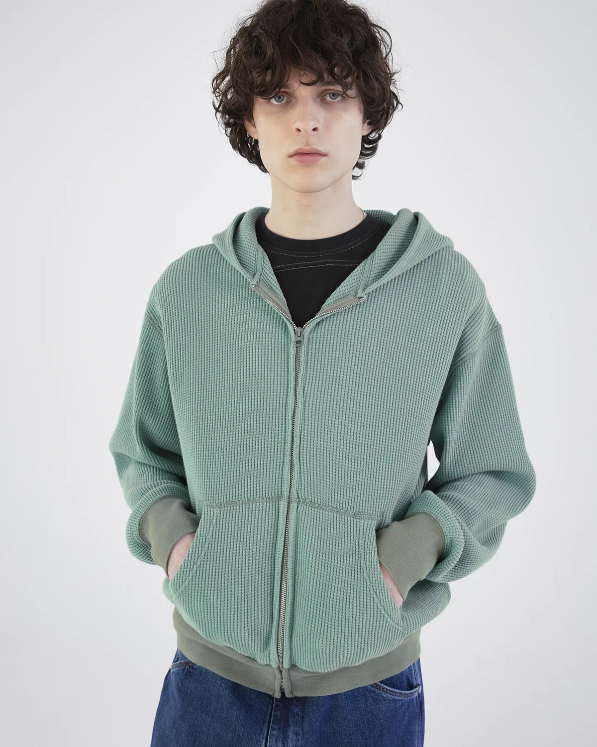 Khakis Waffle Full Zip Hoodie Dusty Teal / khakis 2020