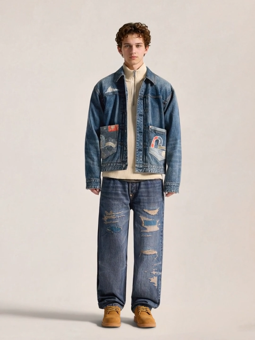 Boro Seagull Patch Pocket Denim Jacket / EVISU